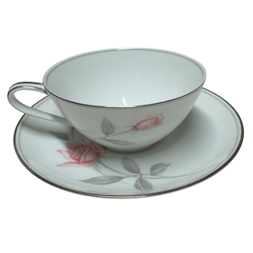 Noritake Rosemarie Floral Teacup and‎ Saucer